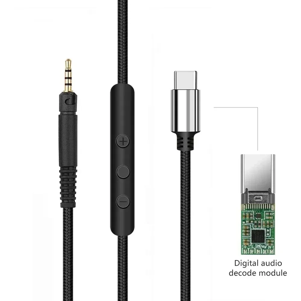 OFC USB Type C 2.5mm Replacement Nylon Braided Cable Extension Cord for Sennheiser HD 598 CS SR 558 518 599 569 579 Headphones