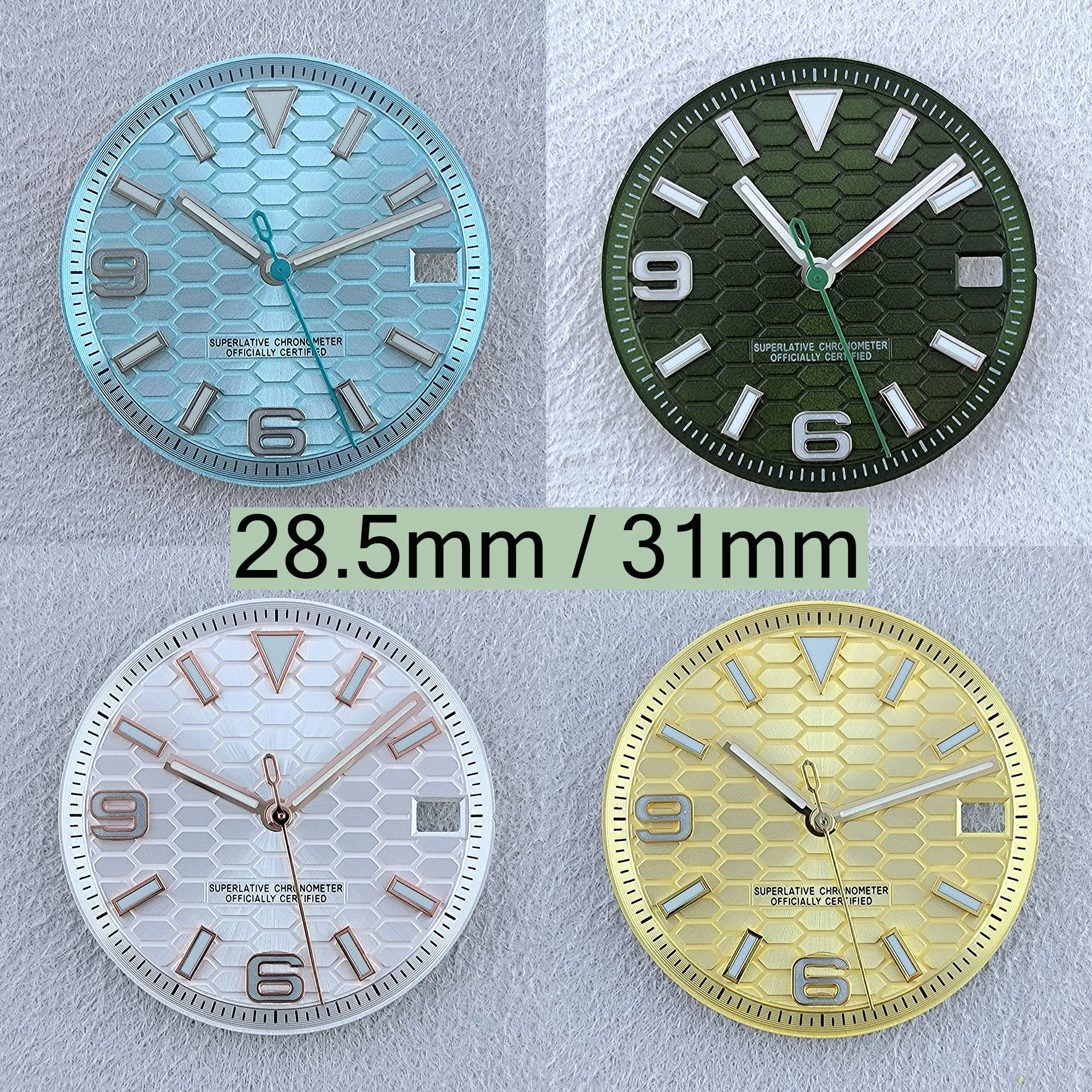 NH35 Dial 28.5mm/31mm Men's Watch Dial Custom/No Logo Blue Luminous Fit NH35/NH36 Movement Watch Accessories Repair Tools
