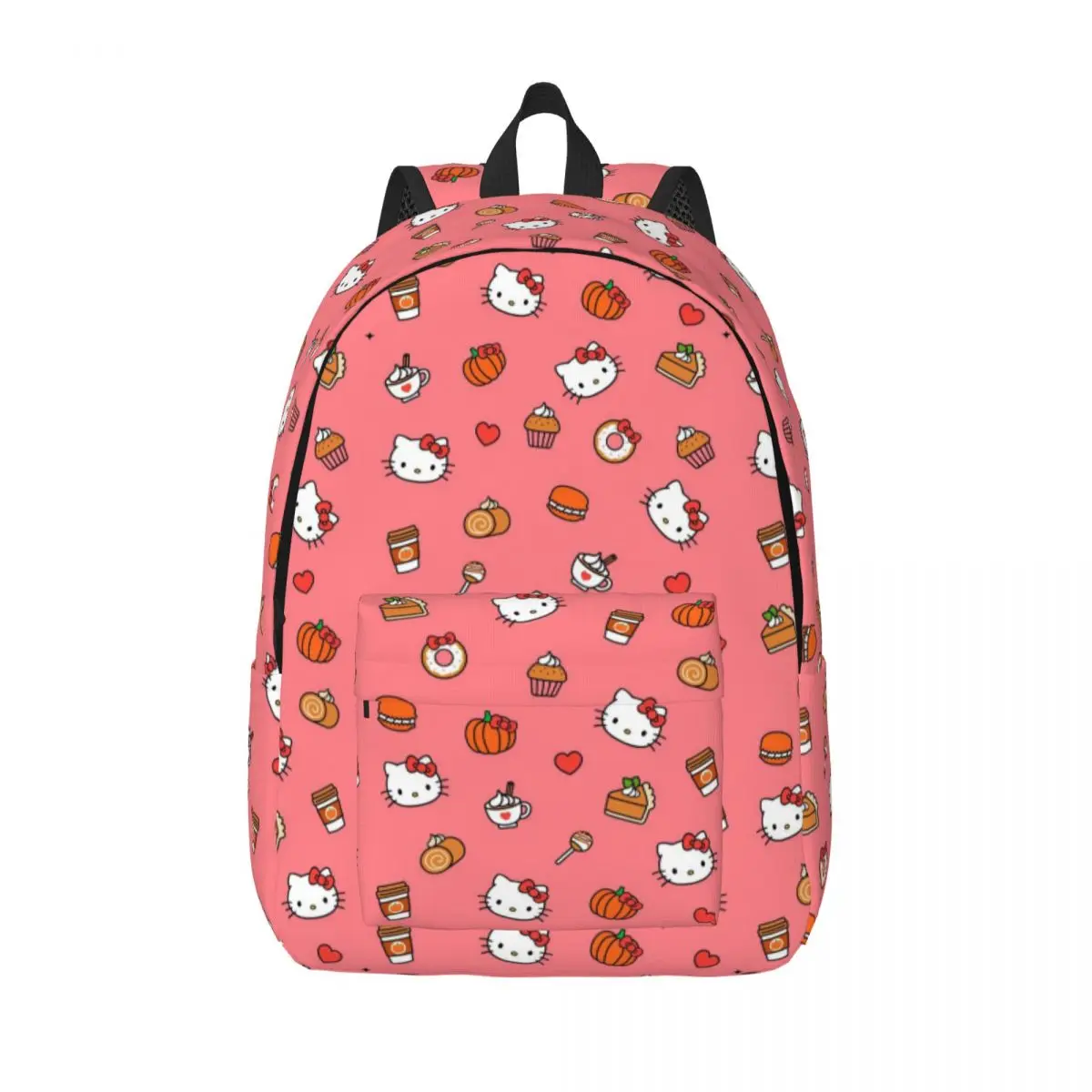 Custom 3D Print Hello Kitty Cartoon Canvas Backpack for Girls Boys College School Travel Bags Bookbag Fits 15 Inch Laptop