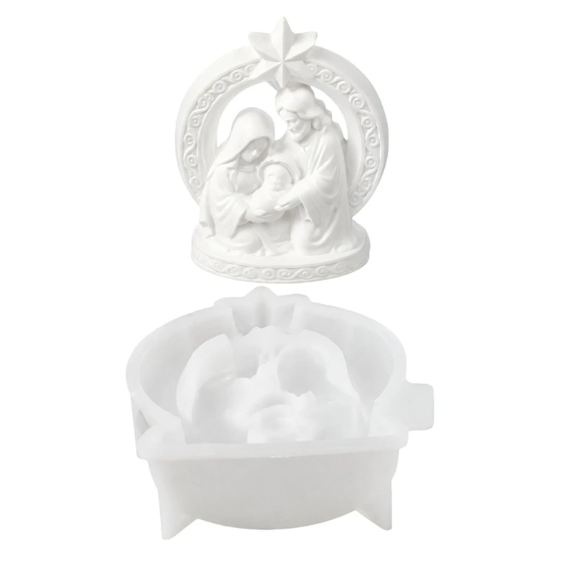 Religiöse Familienfiguren-Gussform mit flexiblem Körper für handgefertigte Kerzen, Kunsthandwerk und Weihnachtsfeier 3XUF – Detail 1