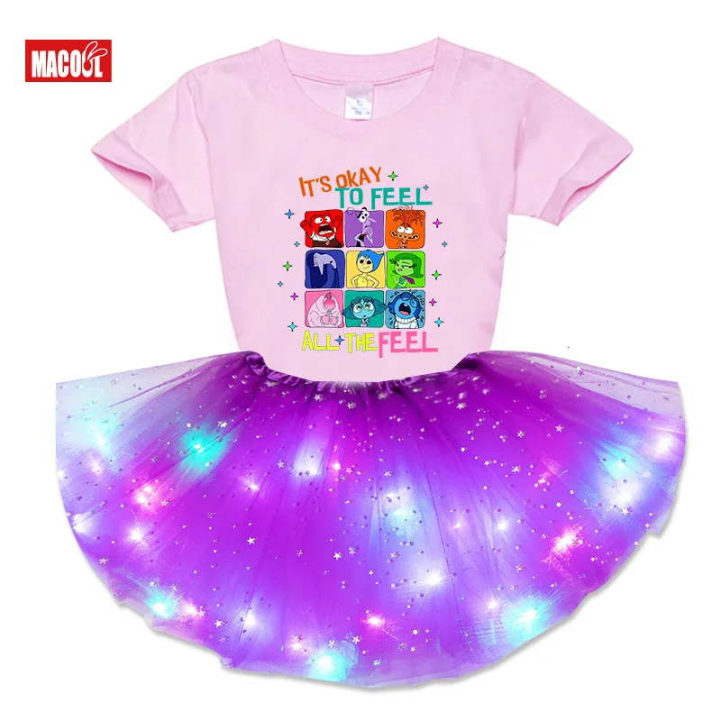 

Inside Out 2 Kids Birthday Dress Set for Girls Princess Afro Girl Party Light Tutu Dress Suit Kids Girl Birthday Outfits 3T-7T