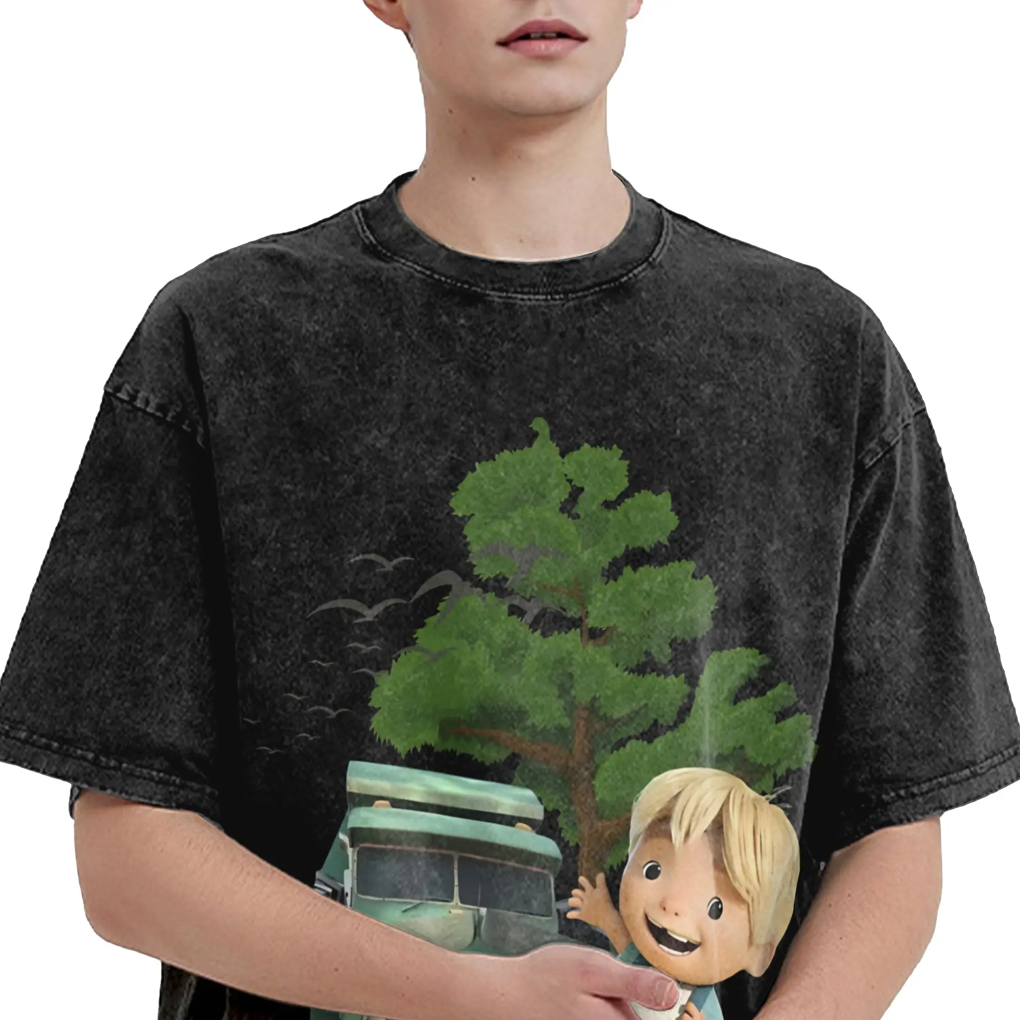 Trash Truck anime Merch Washed T Shirt for Men Women Streetwear Hip Hop T-Shirt Graphic Printed  Tees Tops Short Sleeve