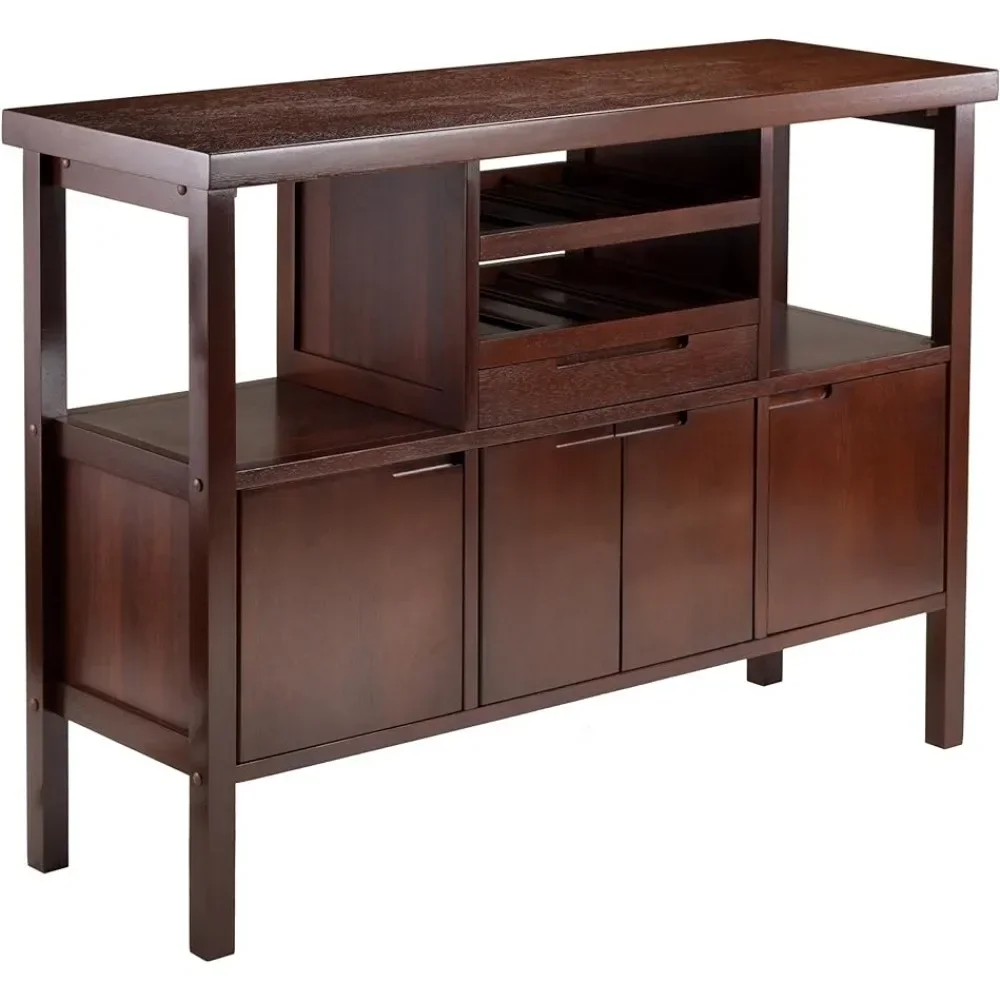 Household sideboard storage cabinet 16 inches deep x 46 inches wide x 34 inches high reddish brown