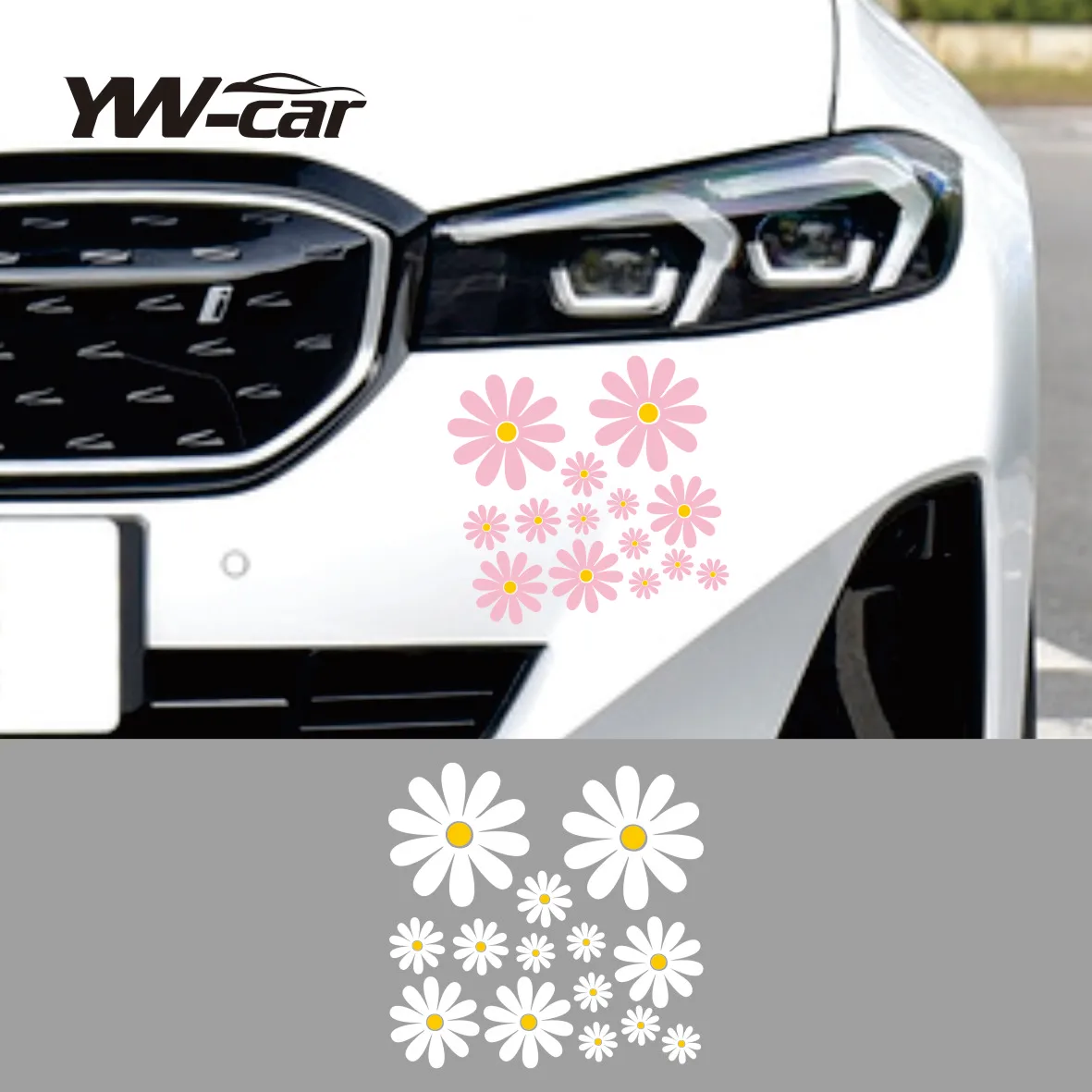 Vinyl Stickers on Car 14 Piece Set Products Daisy Exterior Parts Waterproof Decal Decoration Sticker Accessories Motorcycle Car