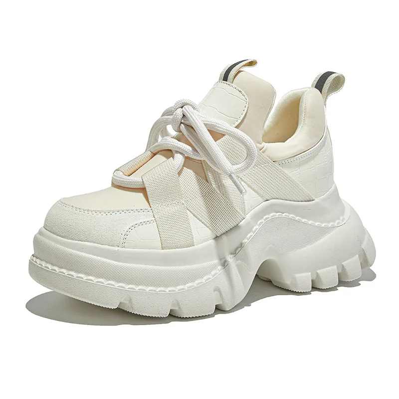 

Fujin/кроссовки на массивном каблуке 9 см, женская повседневная обувь на платформе из натуральной кожи, прогулочная обувь, осенне-осенние женские модные кроссовки