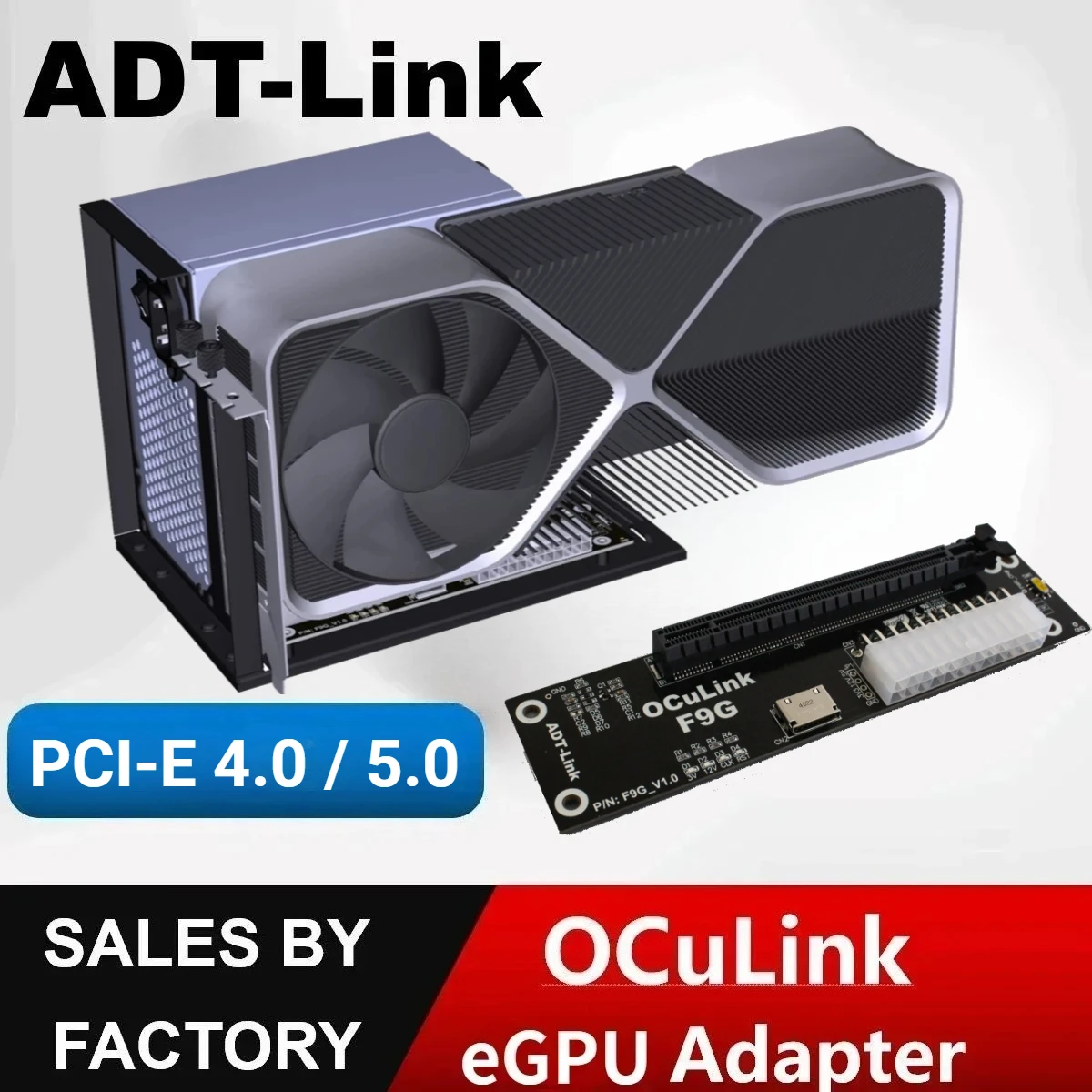 

ADT-Link Новый K9G OCuLink SFF-8611 к PCIE 5.0 4.0 x16 Адаптер док-станции графического процессора eGPU для NUC/ITX/STX/ноутбука ATX PC Gen 5 FFC Полная скорость