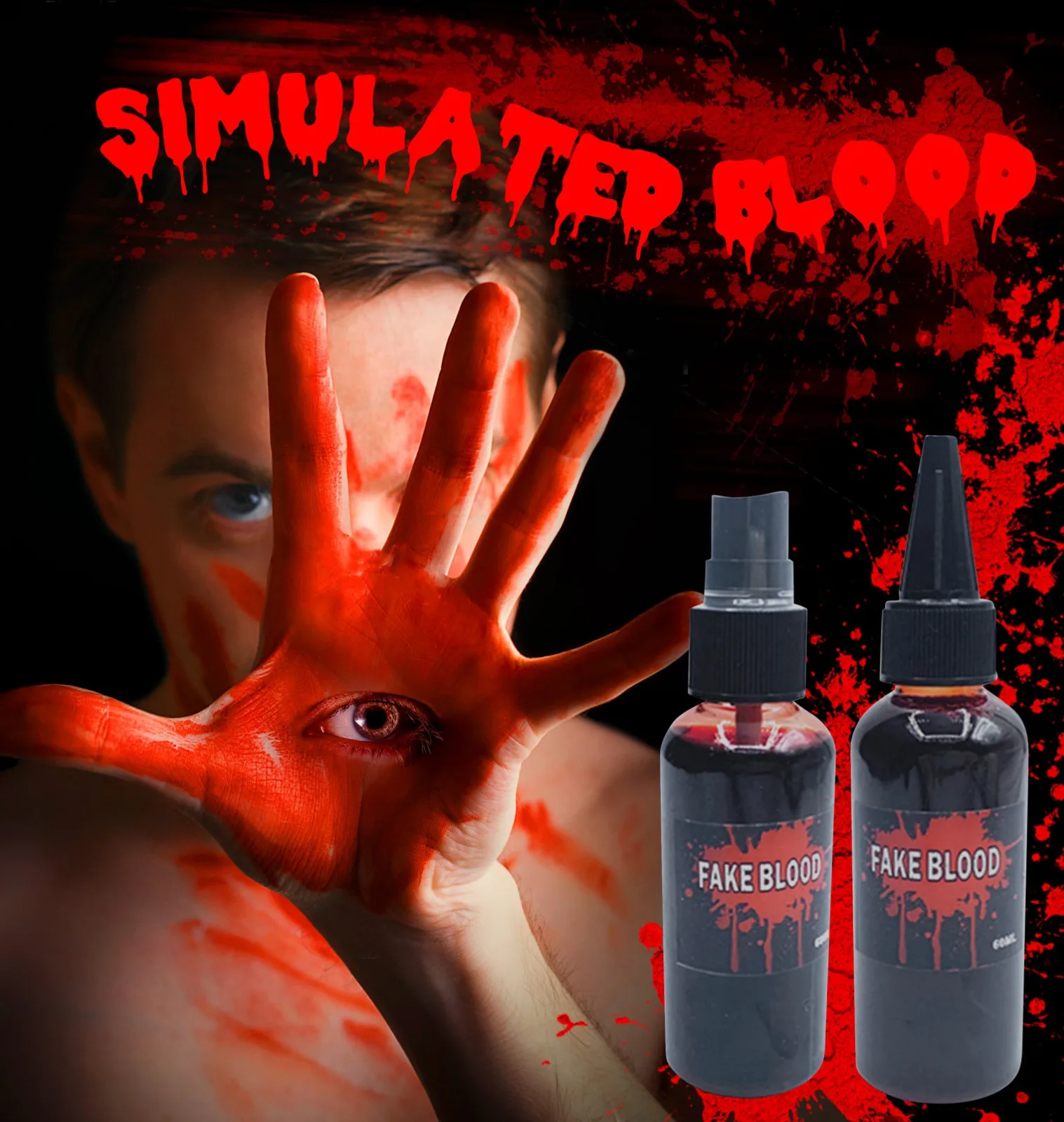 60ml Fake Blood Spray Halloween Party Bleeding Makeup Zombie Horror Vampire Hematopoietic Props Halloween Decoration