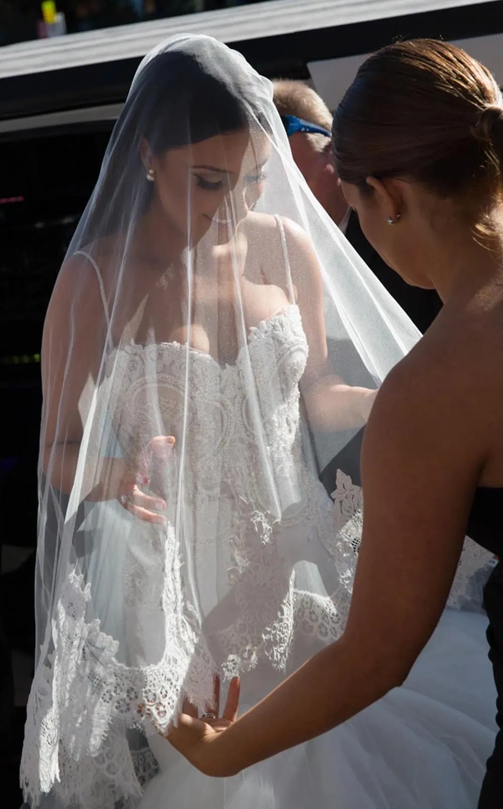 2 Tier Bridal Veil White Ivory Cathedral Lace Wedding Veil French Alencon Lace Wedding Accessories