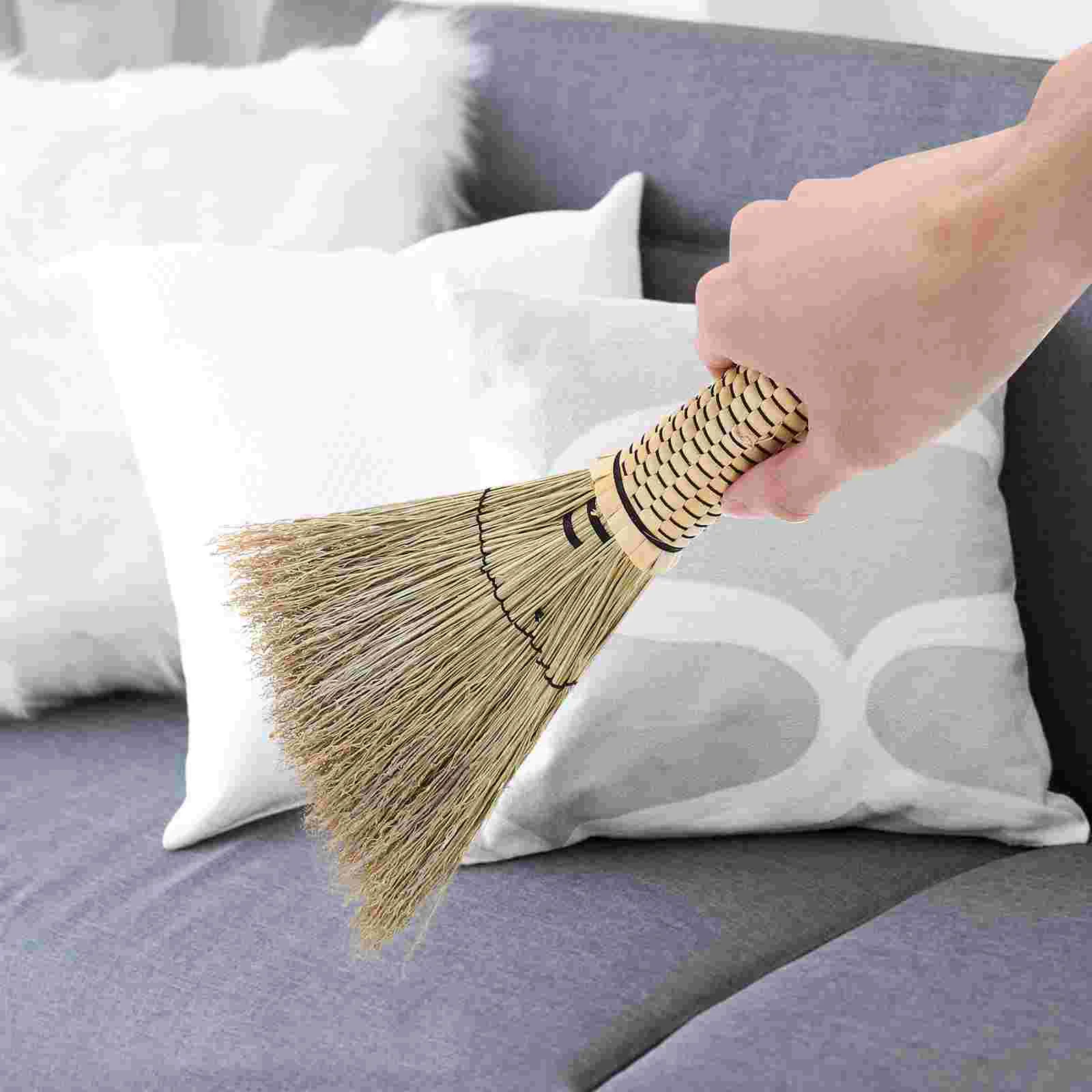 Handmade Straw Bed Sweep Small Cleaning Broom Woven Corn Household Mini Broom Desktop Dustpan Tool Supplies