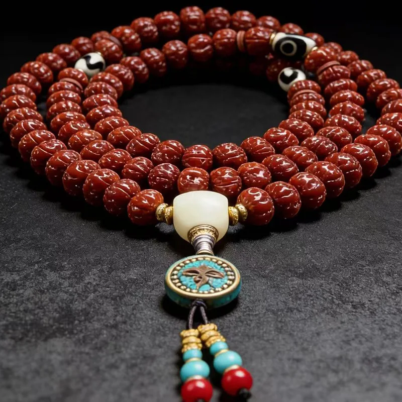 Jade-like patina small diamond bodhi DIY glass turquoise bracelet, approximately 10mm in size, unisex style