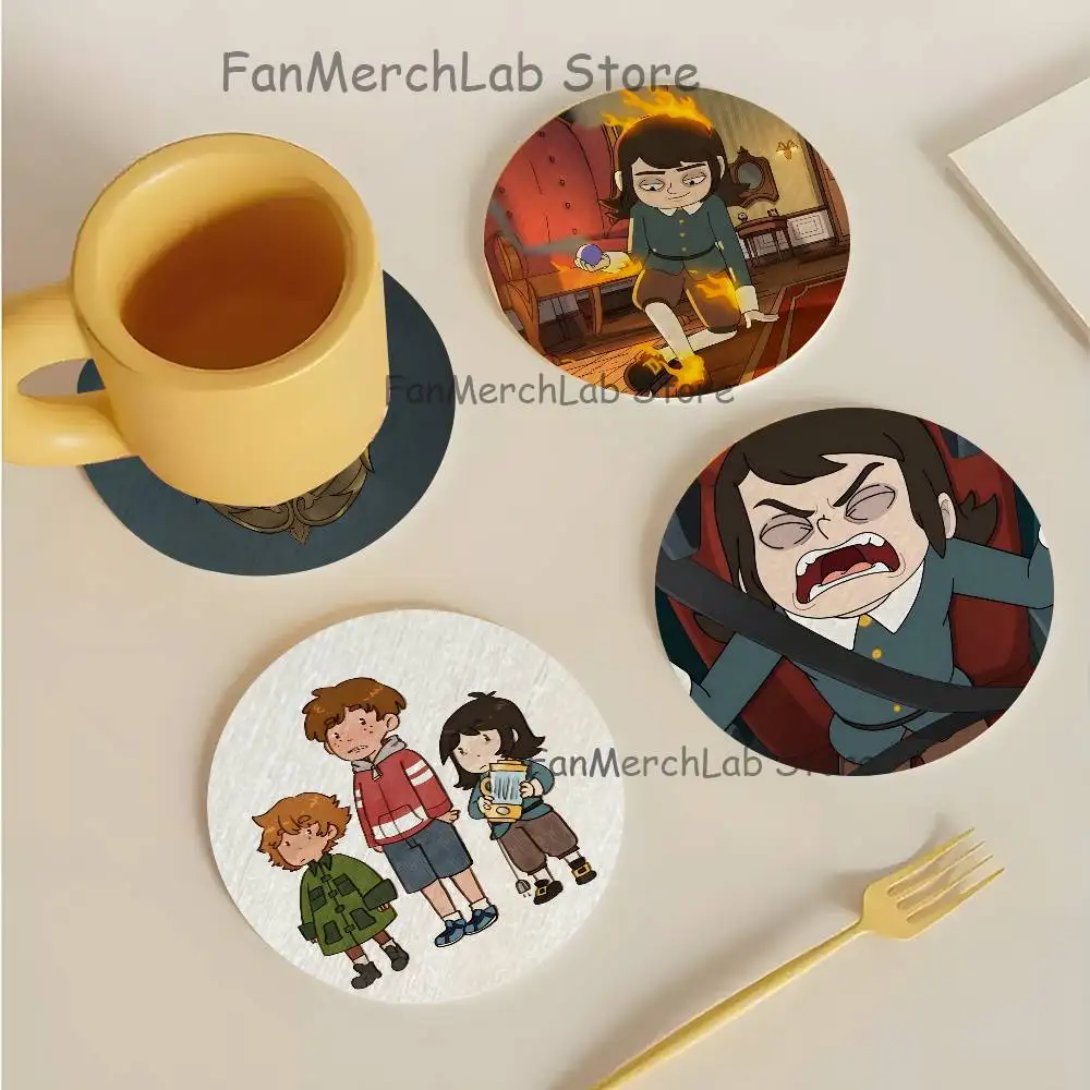 Abaddon H-Haunted H-Hotel 2D Pattern round Wooden Coaster Decorative Coffee Cup for Use in Coffee Shops Bars Wine Beer
