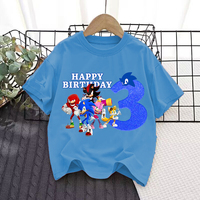 Sonics Children Birthday Number T-Shirts Anime Printed Figures Tops Cartoon Fashion Kids Summer Clothes Short Sleeves Tee Gift
