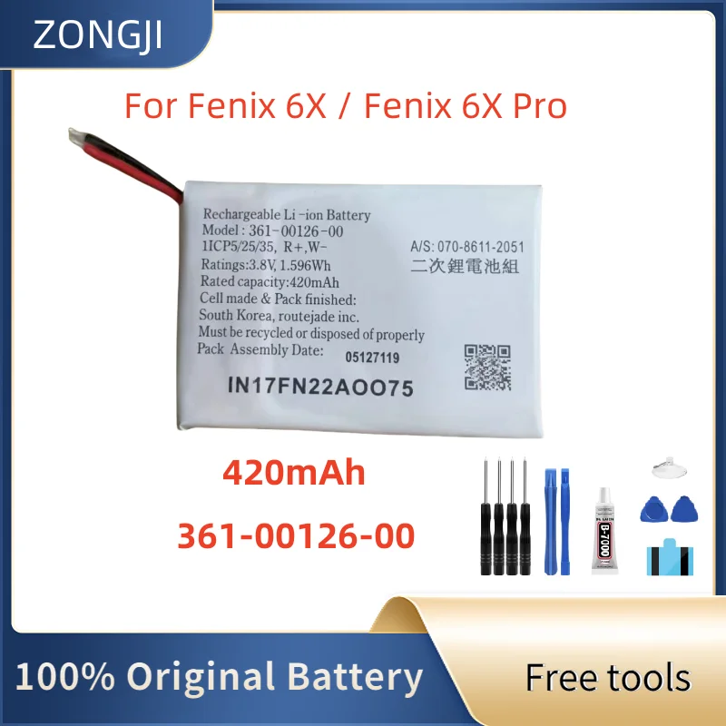 

Новый аккумулятор 361-00126-00 420 мАч для Fenix 6X, Fenix 6X Pro + бесплатные инструменты