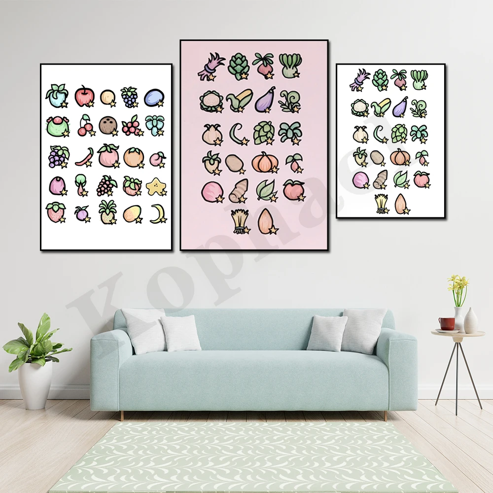 Stardew Valley Vegetables Crops Fruits Canvas Painting Wall Art Pictures Night Market Promotions Prints Home Decor