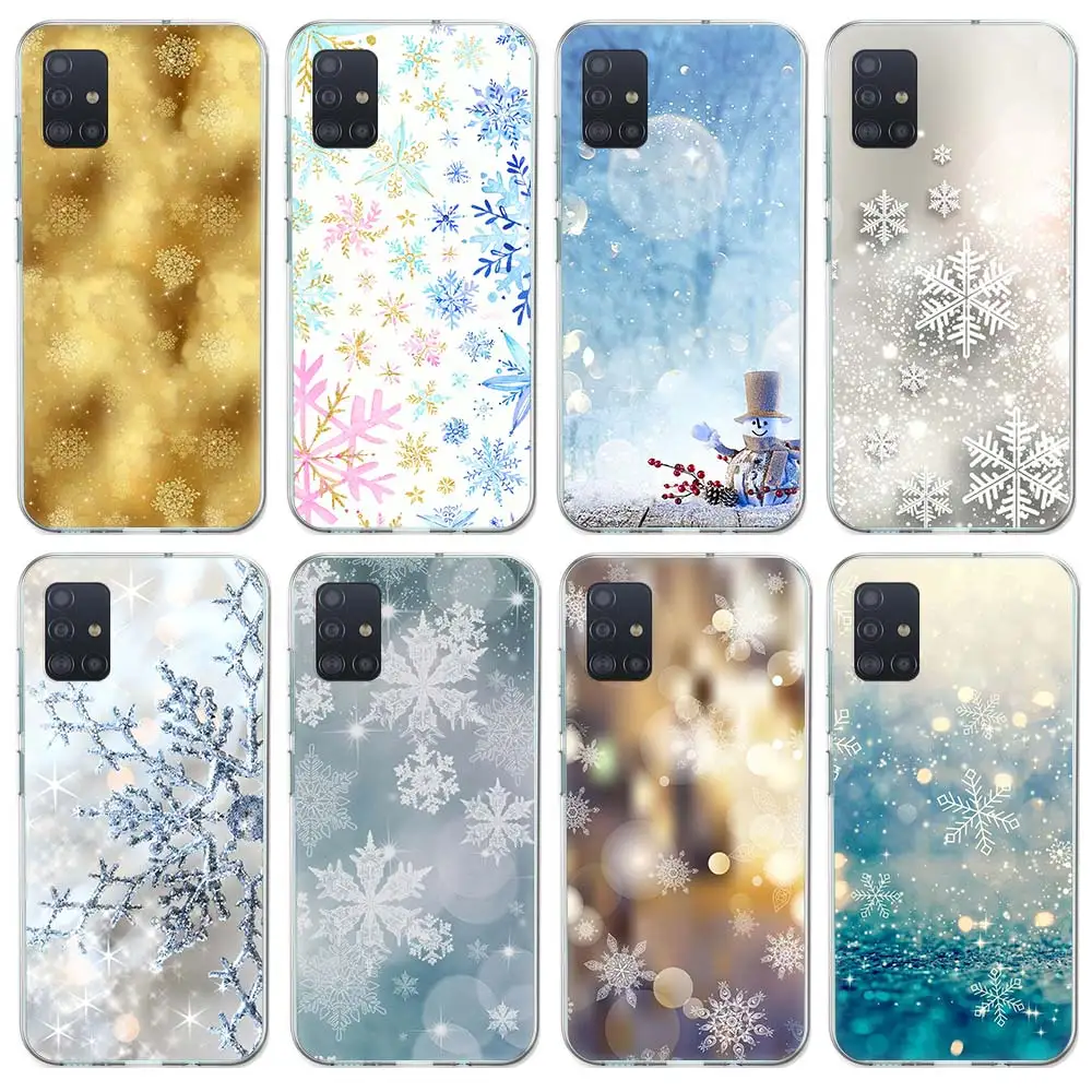 Winter Snowflake Soft Silicone Phone Case For Samsung Galaxy A50S A51 A70 A71 A41 A31 A21S A11 A10S A20E A30S A40 A6 A7 A8 A9 +