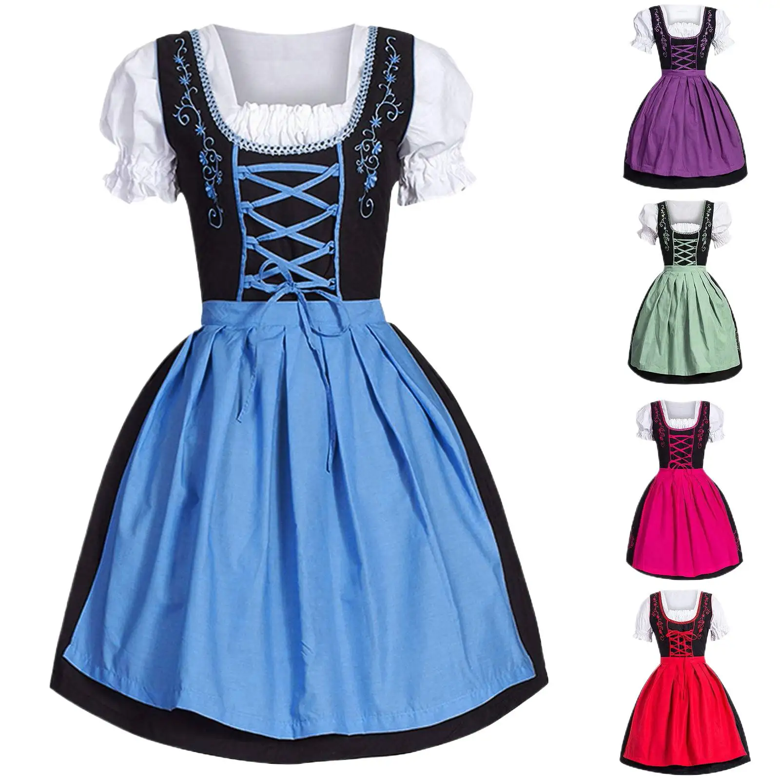 

Women's German Beer Festival Bagolia Bubble Sleeve Dress Festival Costume Cosplay Maid Dress Carnival Party Plus Size Dress 2025