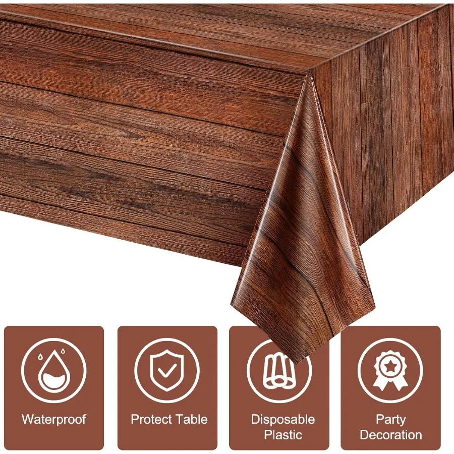 Коричневые скатерти под дерево, деревенский пластиковый стол, прямоугольник, винтажный фермерский стиль, украшения для скатерти в стиле вестерн Ba