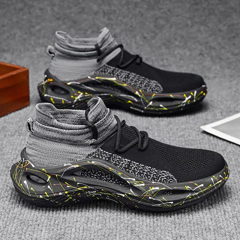 Big Size Men Shoes Summer Breathable Mesh Sneakers Casual Running Sports Soft Sole Height Increasing Dad Shoes