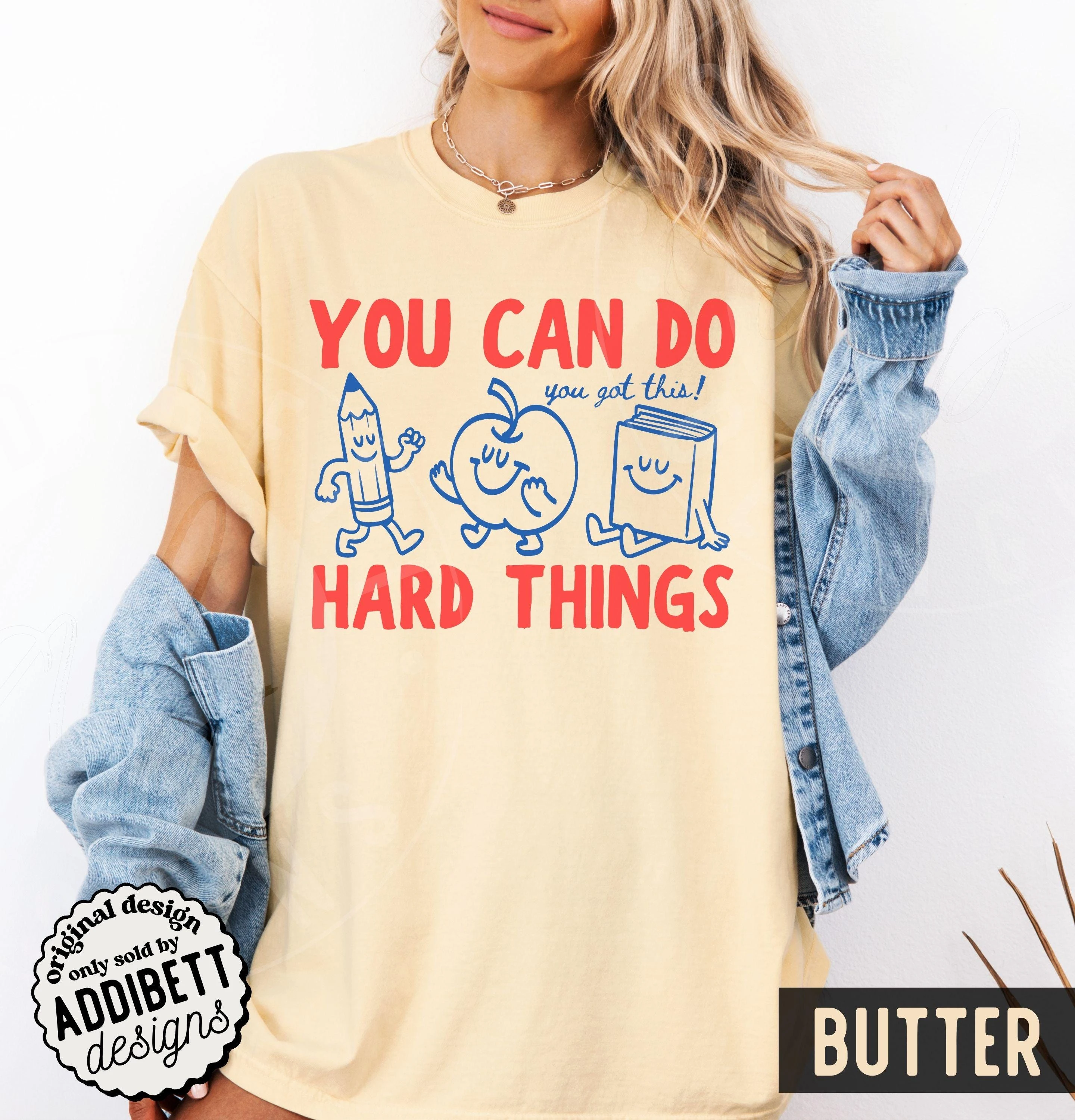 'You Can Do Hard Things' Shirt : Cute Retro Doodles 'You Got This!' Motivational Teacher Tee