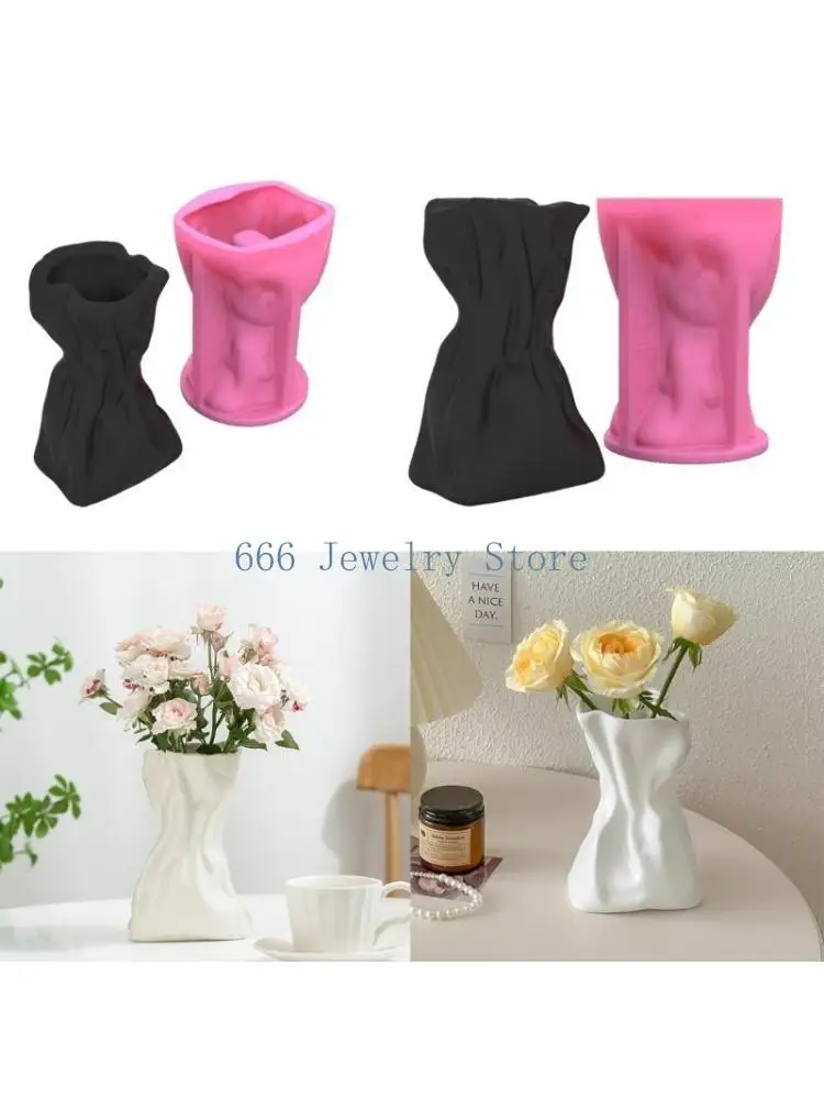 

F2TD Pleated Pocket Stylish Container Molds Silicone Material for DIY Crafts