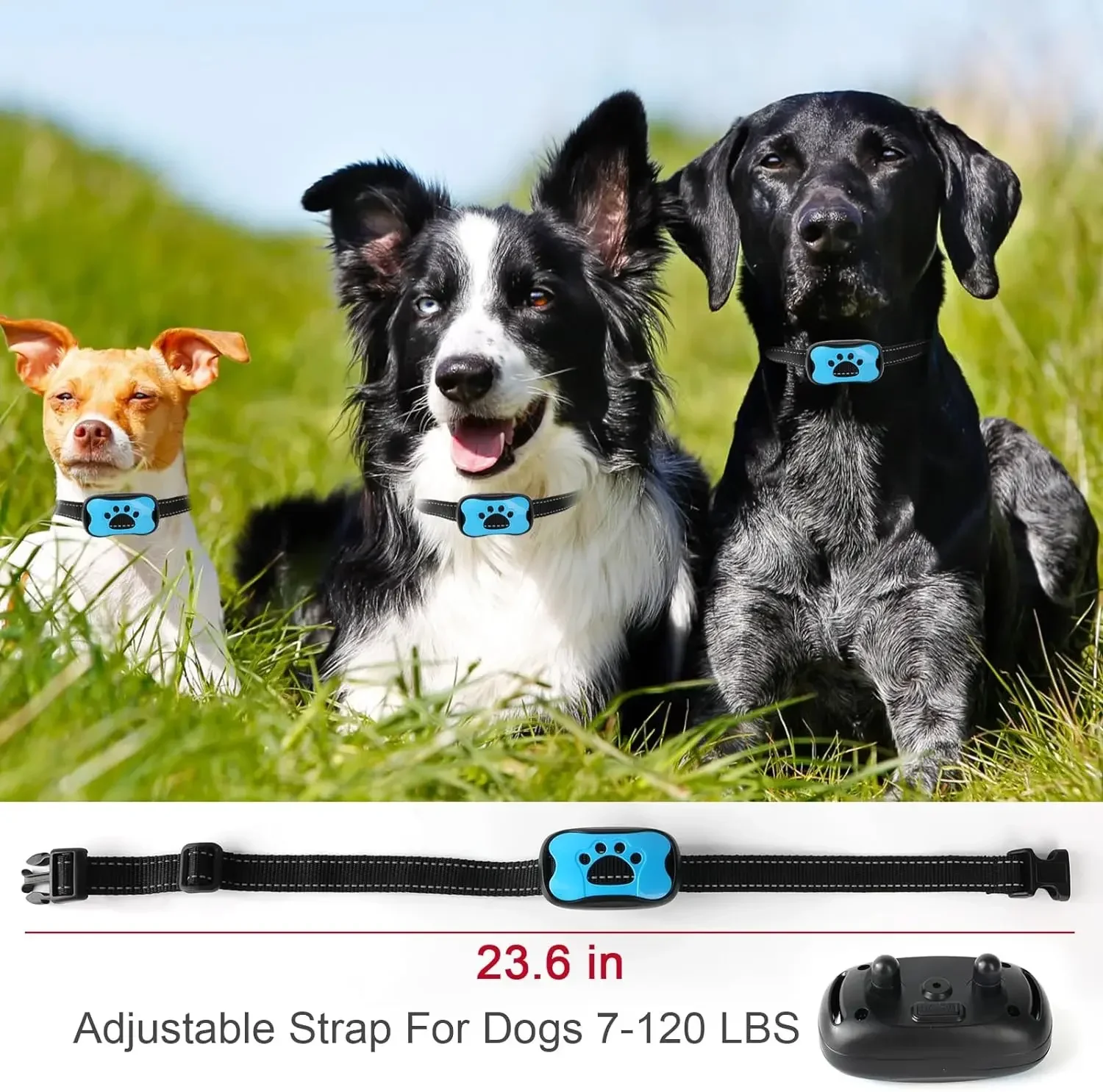 USB Recarregável Anti Bark Collar para Pet Dog, Dispositivo de Treinamento, Ultrasonic, Parar de Ladrar, Vibração