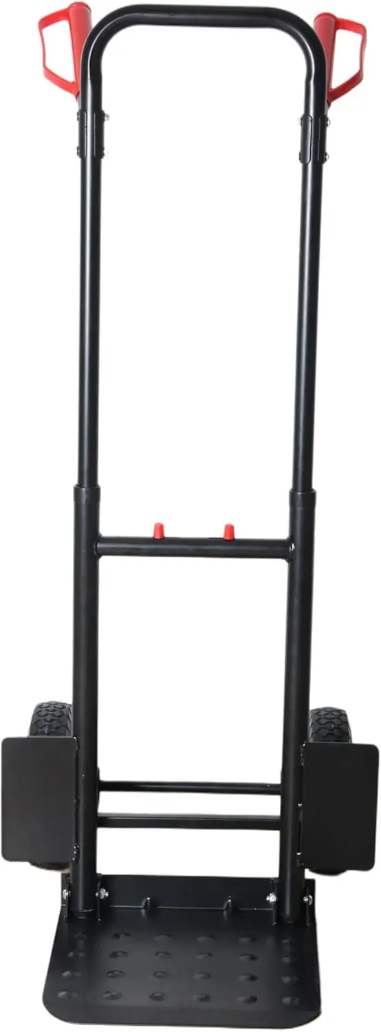 

Double Handle Heavy Duty Large Hand Truck with 12.2"x11.4" Load Base,Side Panels 8" Pneumatic Rubber Wheels 440 lbs Capacity