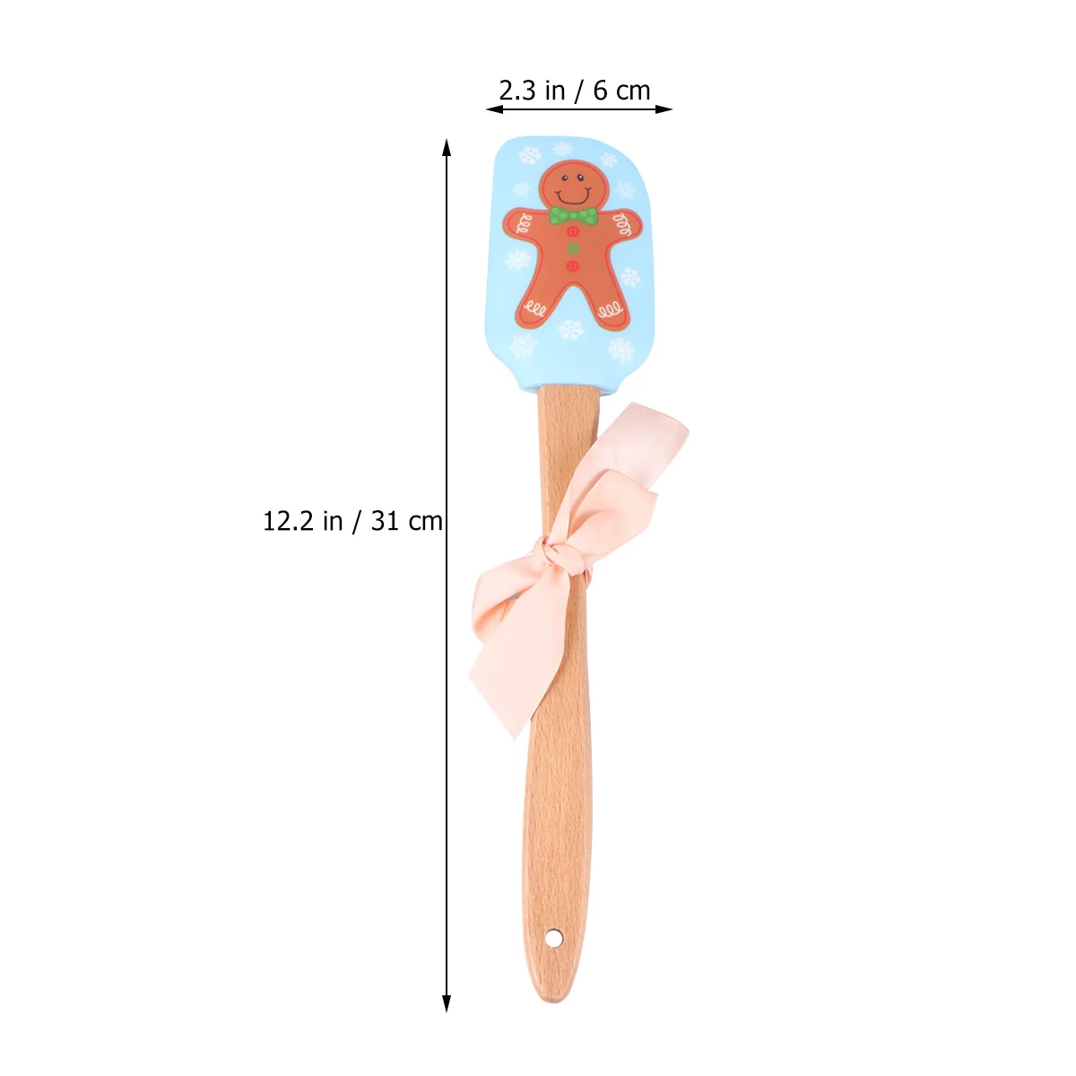 

2 pcs Silicone Spatula Christmas Kitchen Gadget Wooden Handle Cream Butter Scraper Mixing Tool Baking Cooking Utensil Holiday