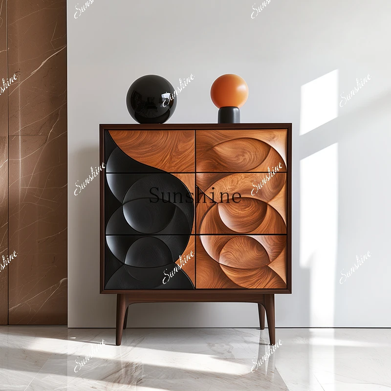 Medieval light luxury solid wood entrance living room bedroom wall storage cabinet high-end furniture  FT