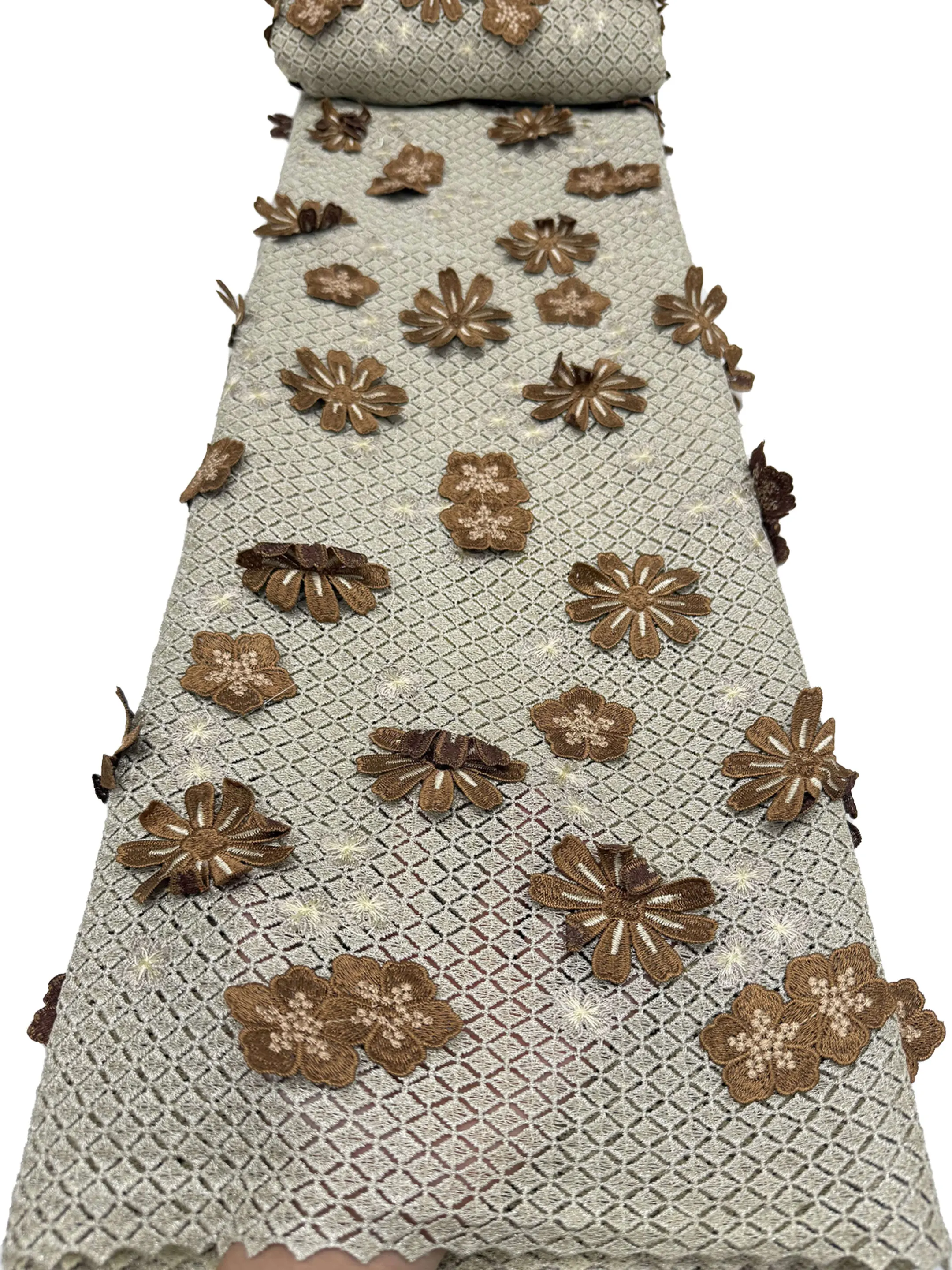 African Multicolor Water Soluble Soft Lace Fabric 3D Big Applique High Density Mesh Embroidery For Wedding Party Dresses Sewing