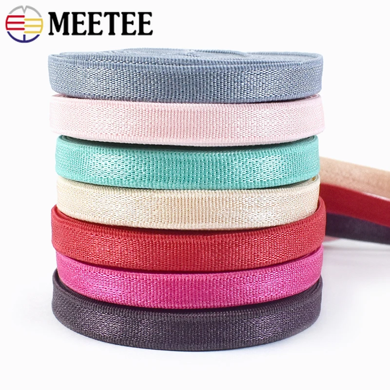 Meetee 10/20/45M 6mm Nylon Elastic Bands Bra Shoulder Strap for Underwear Belt Tape Lace Trim DIY Sewing Clothing Accessories