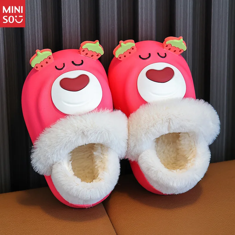 

Тапочки Miniso 2025, противоскользящая плюшевая домашняя обувь на зиму