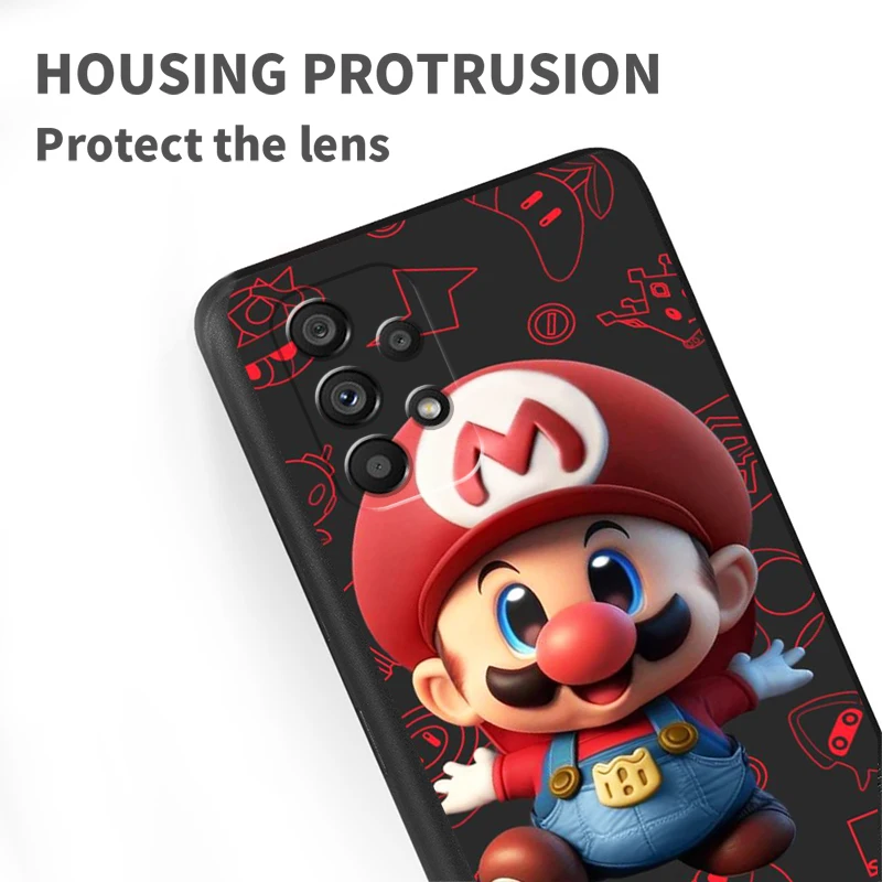 Japan Super Mario Art For Samsung A53 A52 A33 A32 A51 A71 A21S A13 A73 A50 A22 A23 A03 A72 A54 A12 5G Black Phone Case