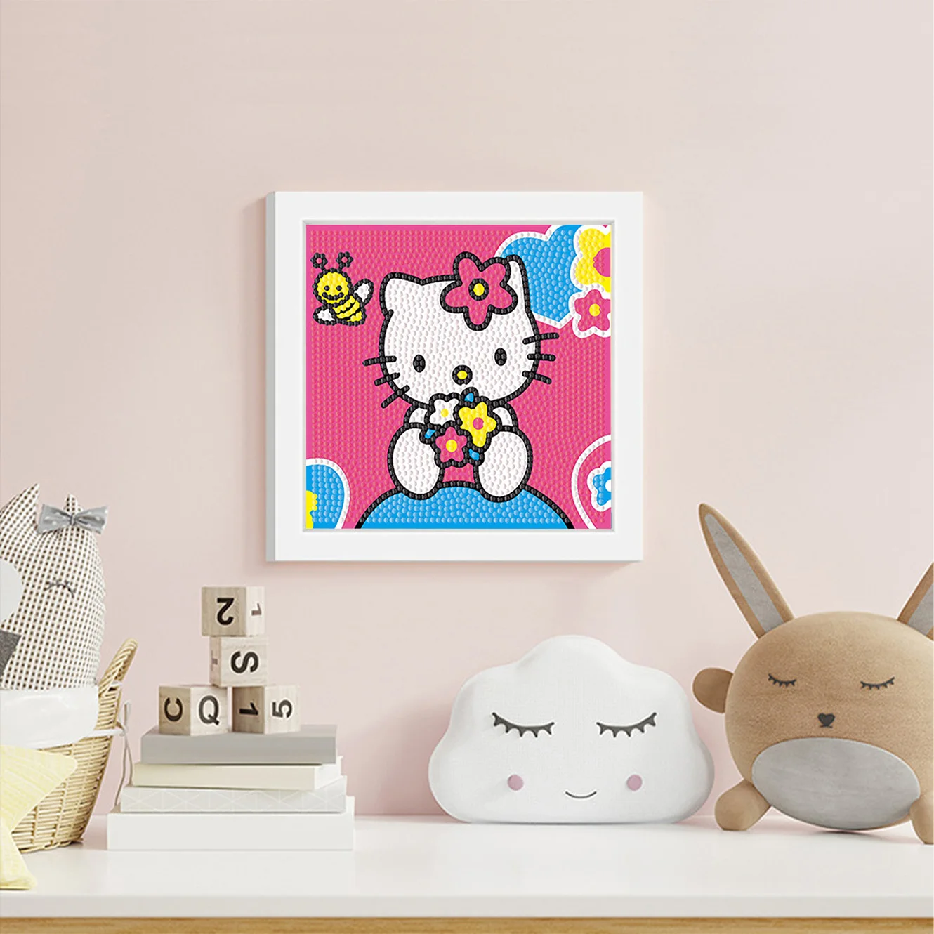 

Sanrio Cartoon Crystal Diamond Frame Decorative Painting Hello Kitty Handmade DIY Cross Embroidery Paste Set Children's Gift