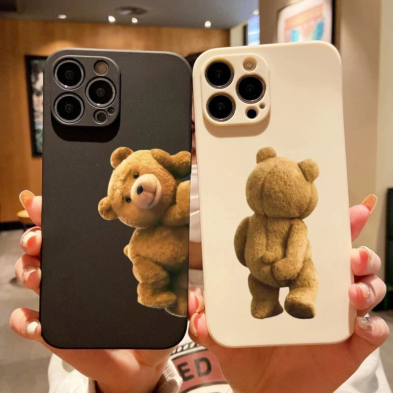 Funda de teléfono Ted Bear para iPhone 11 12 13 14 15 16 Pro Max Plus Mini 7 8 SE X XS XR funda de silicona suave