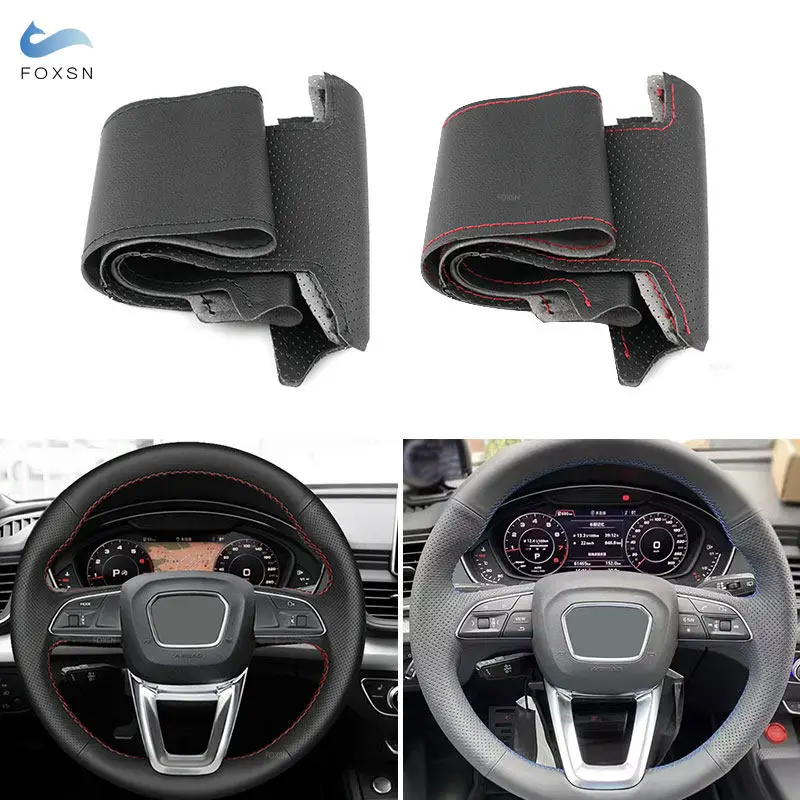 

Car Steering Wheel Microfiber Leather Cover Accessories For Audi (O Shape) A3 S3 8Y A4 S4 B9 A5 S5 8W6 Q2 Q3 F3 Q5 FY Q7 4M Q8