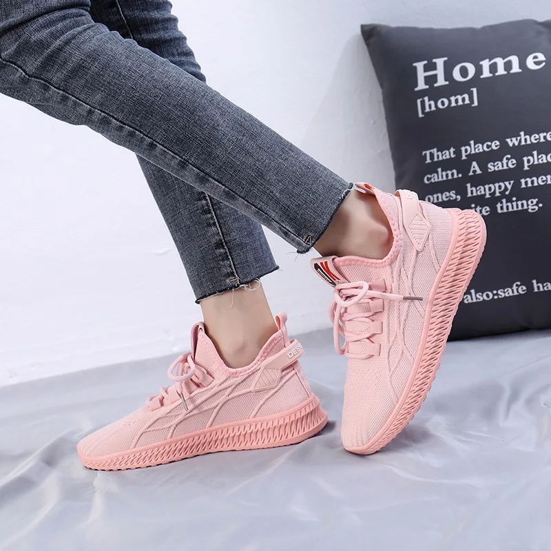 Fashion Spring Female Sneakers Women Shoes Korean Mesh Yellow Ladies Shoes Woman Lace Up Red Black Casual Shoes Breathable 2021