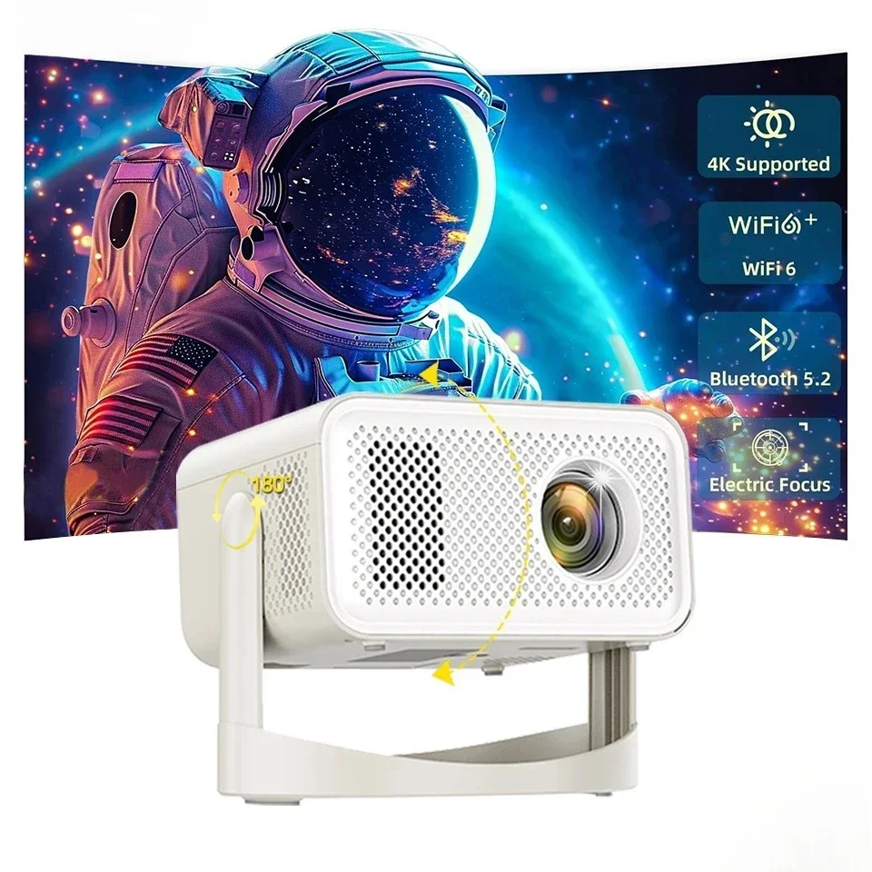 

4K HT23 Plus Projector 110ANSI Native 1080P Auto Focus Keystone 360° Rotate Android11 BT 5.2 WIFI6 Portable Home Theater
