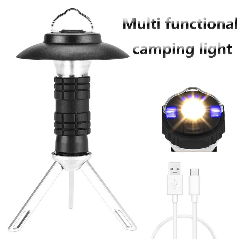 

Portable Camping Light Outdoor Home LED USB Rechargeable Lighthouse Camping Lantern With Magnetic 3 Modes Emergency Flashlight