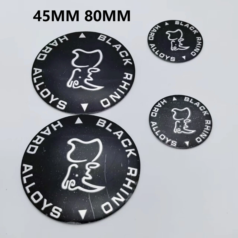 

4pcs 45MM 80MM Black Rhino Logo Emblem Car Stickers Accessories for Car Wheel Center Caps Wheels Rim Hubcaps Cover Badge Replace