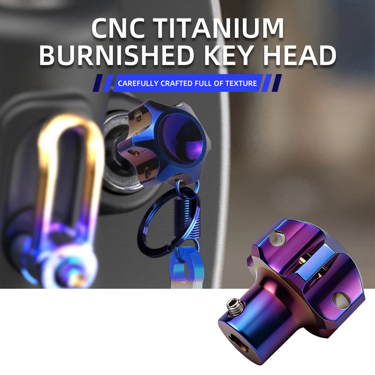 

Universal Motorcycle Key Head Modified Key Cover CNC Burnt Titanium Key Head Gear Hexagonal Titanium Burnt Key Head Accessories