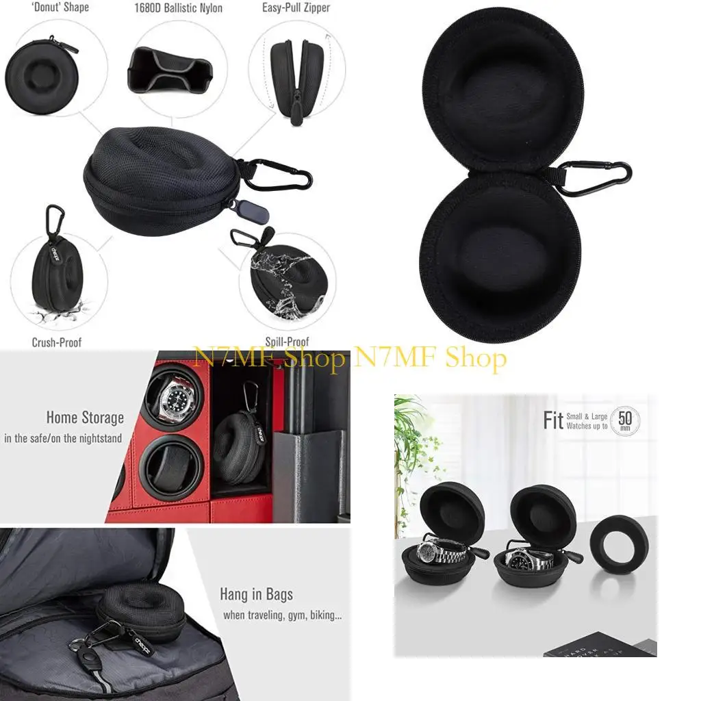 

N7MF Portable EVA Watch Box with Zipper Carabiner for Case for Outdoor