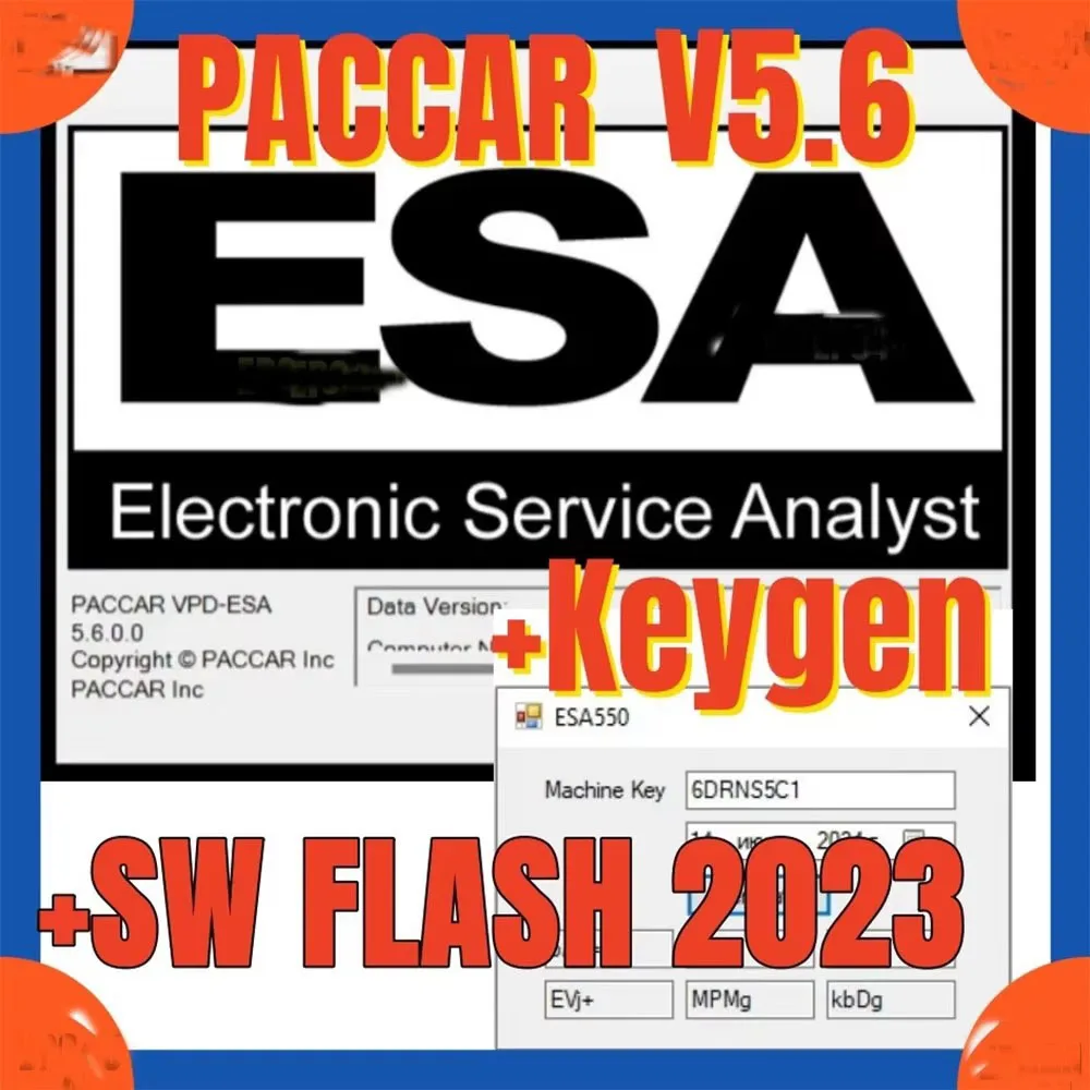 2023 ESA Electronic Service Analyst 5.6 with Unlock Keygen + 2023 SW FLASH FILE For Paccar Unlimited Install