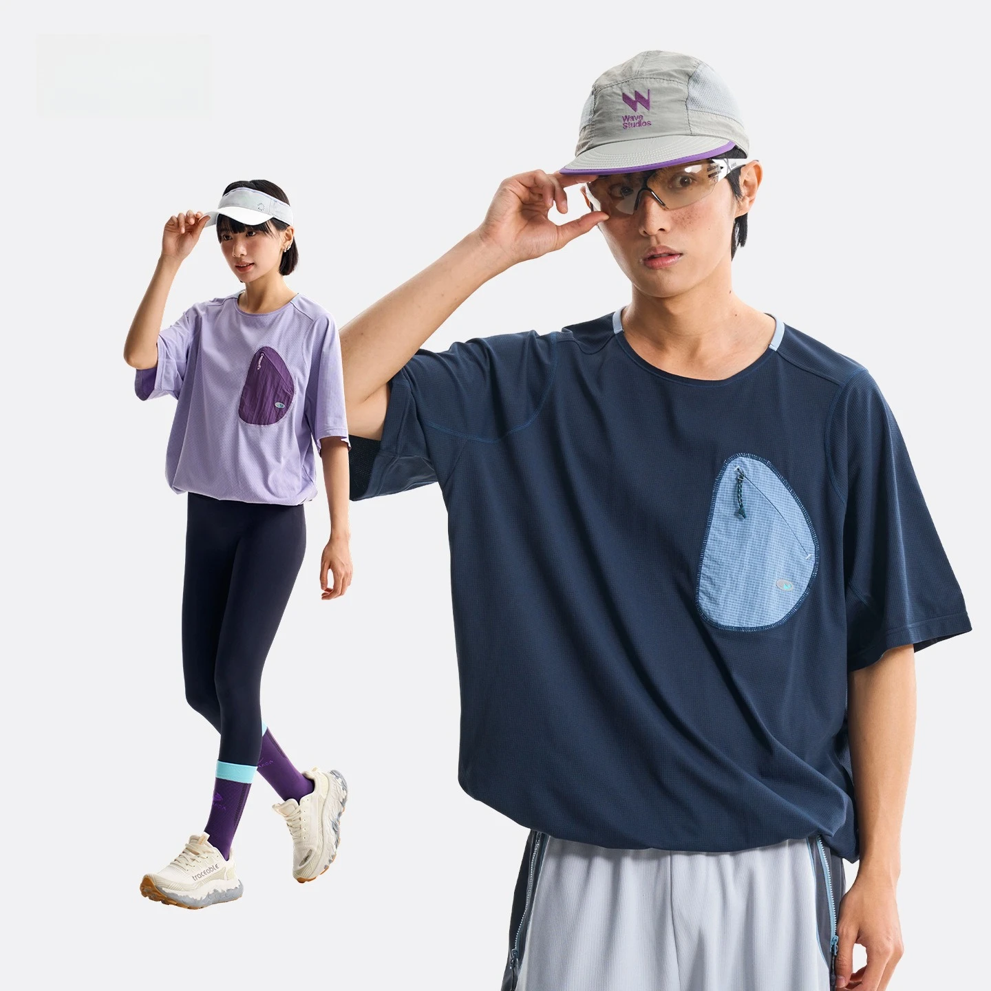 Men Hiking T-Shirt Quick Dry Breathable Outdoor Waffle Mesh Tee Top Tactical Functional Zipper Pocket Casual Short Sleeve Unisex