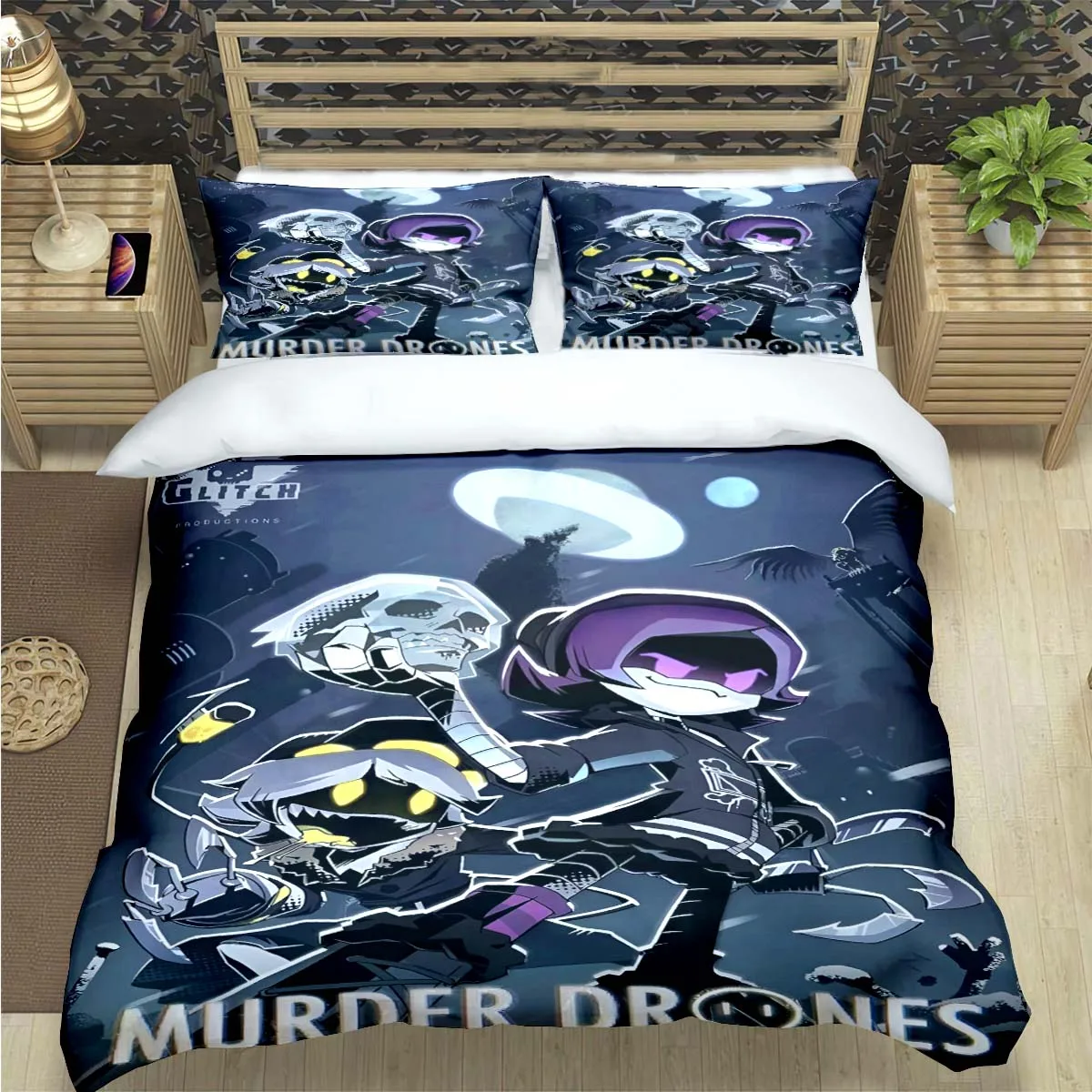 

Fashion Hot Cartoon Murder Drone Print Bedding Set Duvet Cover Comforter Bed Youth Kids Girl Boys Luxury Birthday Gift