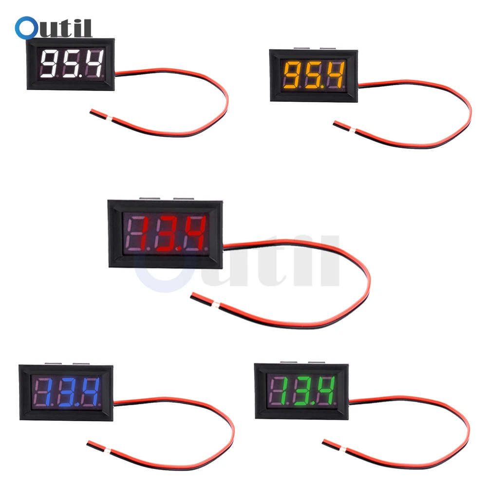 Digital Voltmeters 0.56 inch LED Digital Display Round Two-wire AC Car Voltage Current Meter Volt Detector Tester Monitor Panel