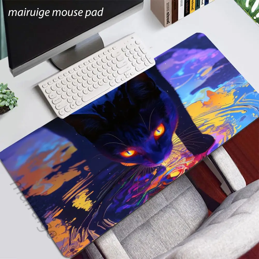 Black Cat Mouse Pad Large Computer Office Game Table Mat XXL Rubber Anti-slip Gaming Keyboard Mousepad Long Desk Pads