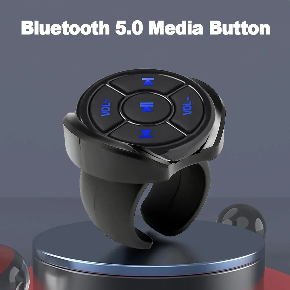 Remote Control Wireless Bluetooth 5.0 Media Button Car Motorcycle Bike Steering Wheel Music Play for IOS Android Phone Tablet