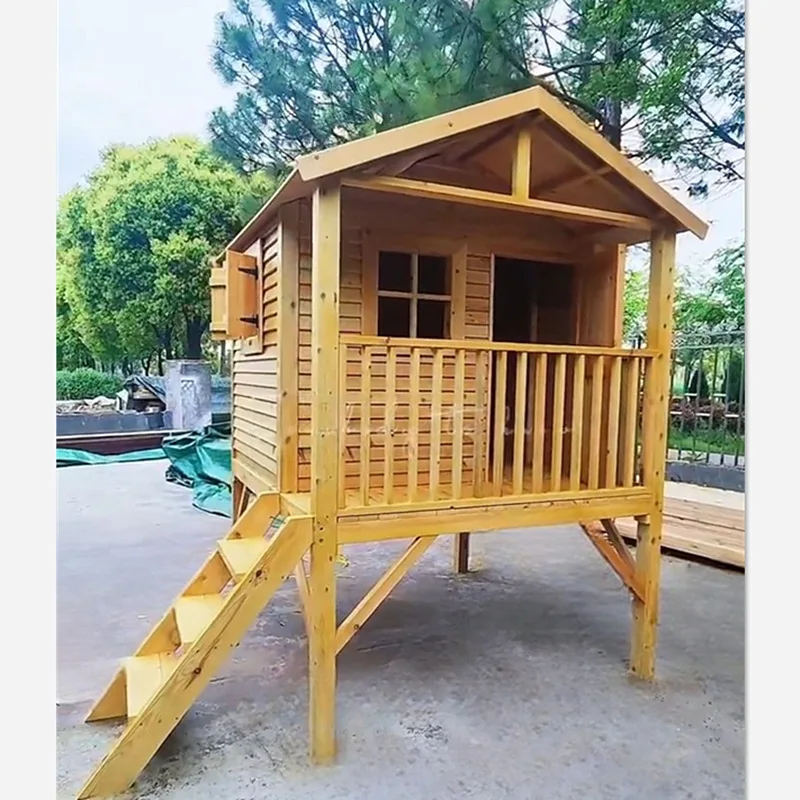 Outdoor Large Climbing Tree House Children's Secret Base Wooden Play House Puzzle Kindergarten Cabin Assembly