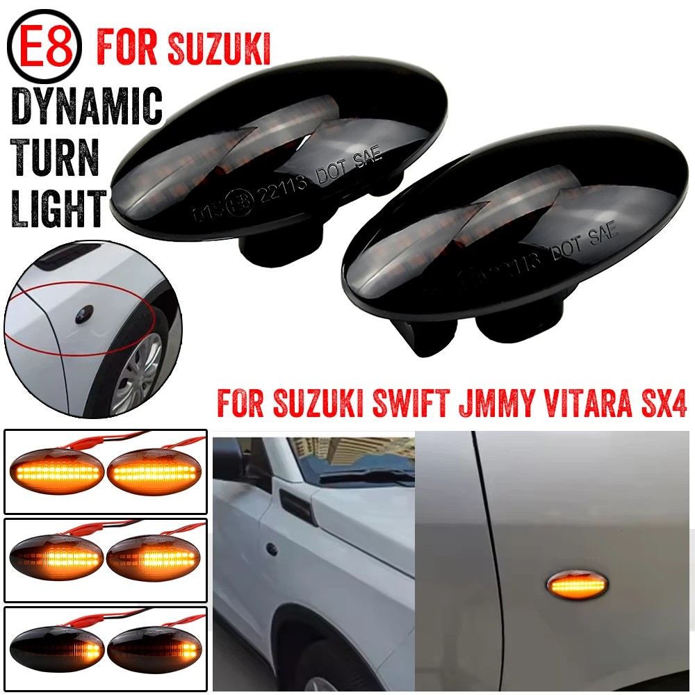 2pcs Dynamic LED Side Marker Turn Signal Lights Indicator Amber Repeater Car Lights For Suzuki Swift Jimmy Vitara