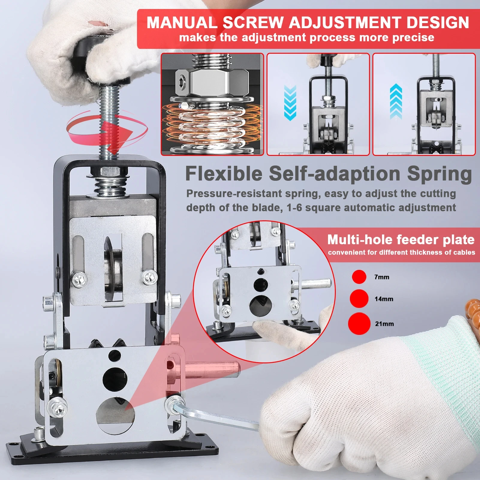 Tragbare Abisolierzange, manuelles Abisolierwerkzeug, 1–25 mm Kabel, elektrische Schälmaschine mit Handkurbel, elektrische Handbohrmaschine – Detail 16